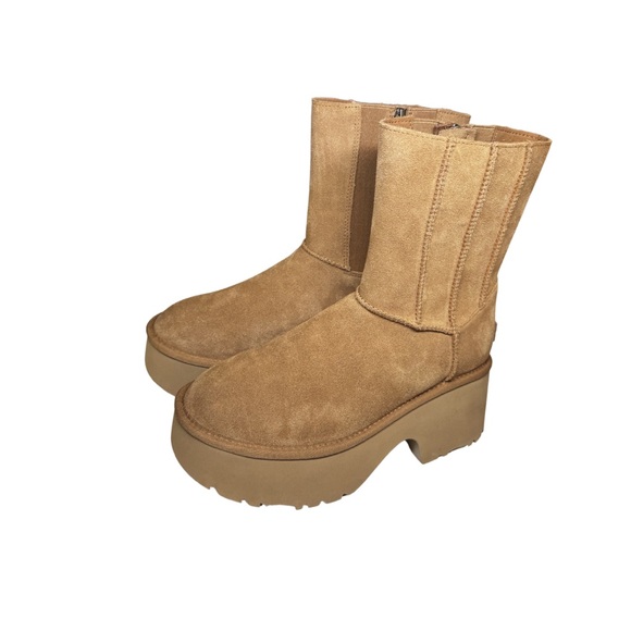 UGG Women's Classic Twin Seam New Heights Chestnut Suede Platform Boot 1158313 8 - Picture 1 of 11